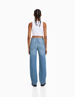 BERSHKA Jean straight Bleu clair Outlet