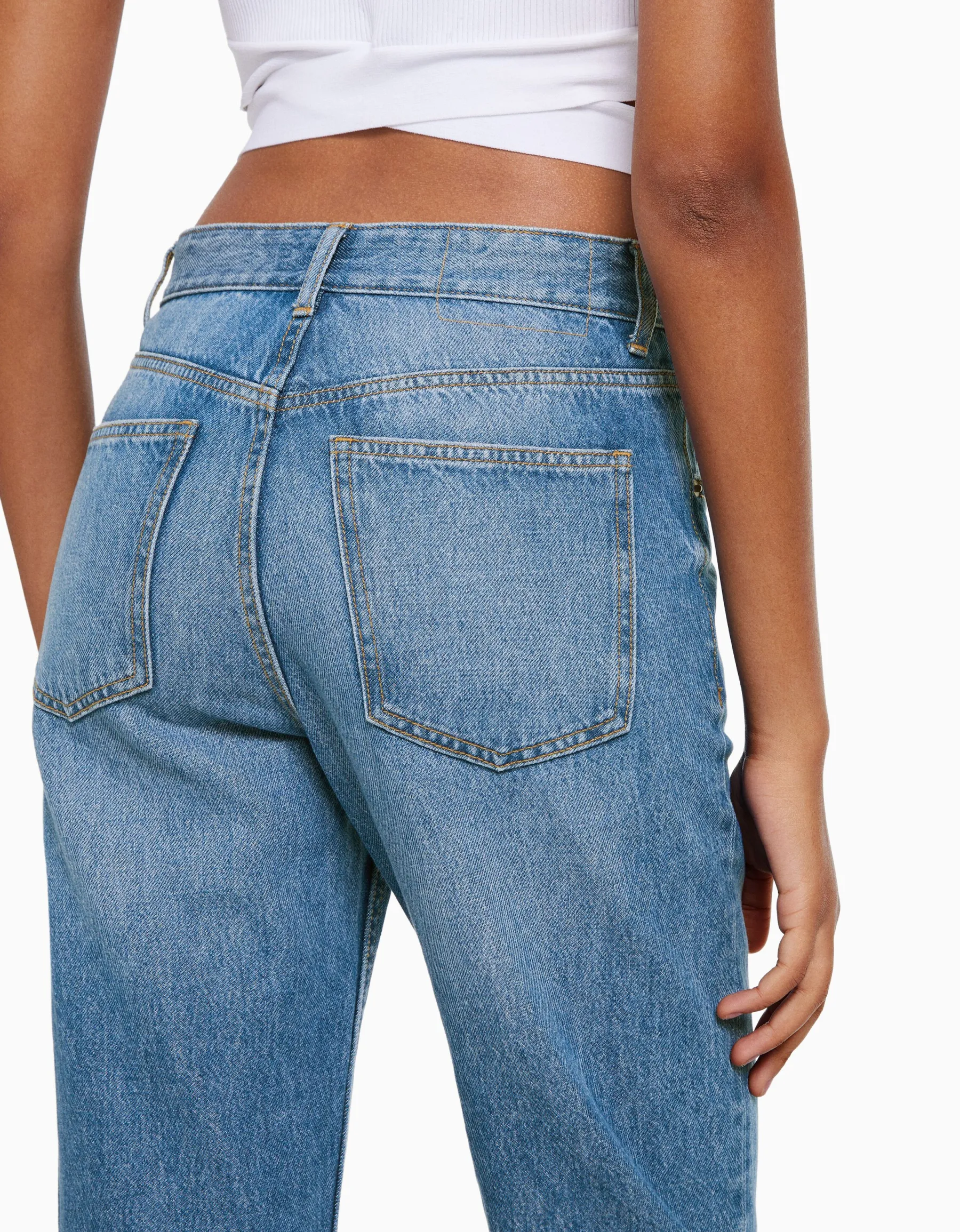 BERSHKA Jean straight Bleu clair Outlet