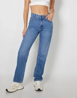 BERSHKA Jean straight Bleu Discount