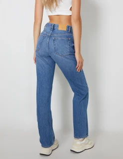 BERSHKA Jean straight Bleu Discount