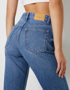 BERSHKA Jean straight Bleu Outlet