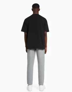 BERSHKA Jean straight style vintage Bleu Flash Sale