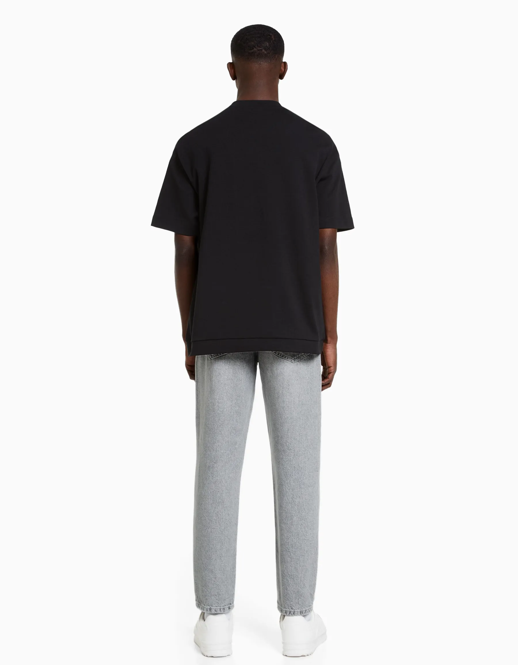 BERSHKA Jean straight style vintage Bleu Flash Sale