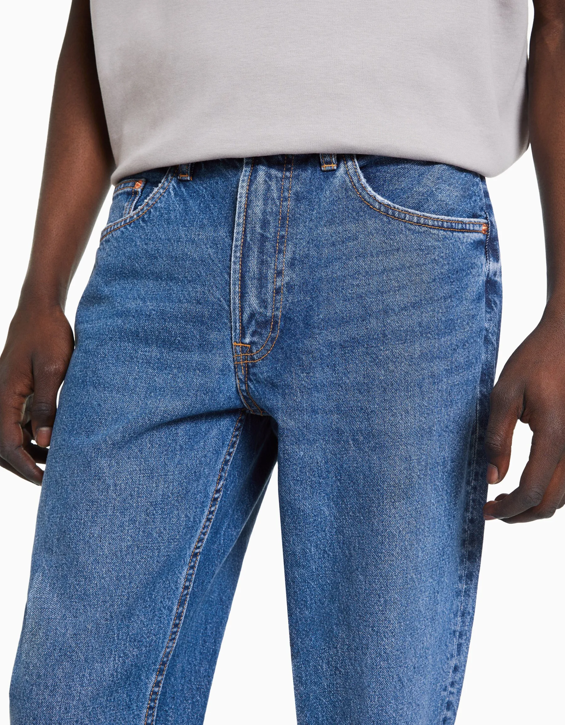 BERSHKA Jean straight style vintage Bleu Store
