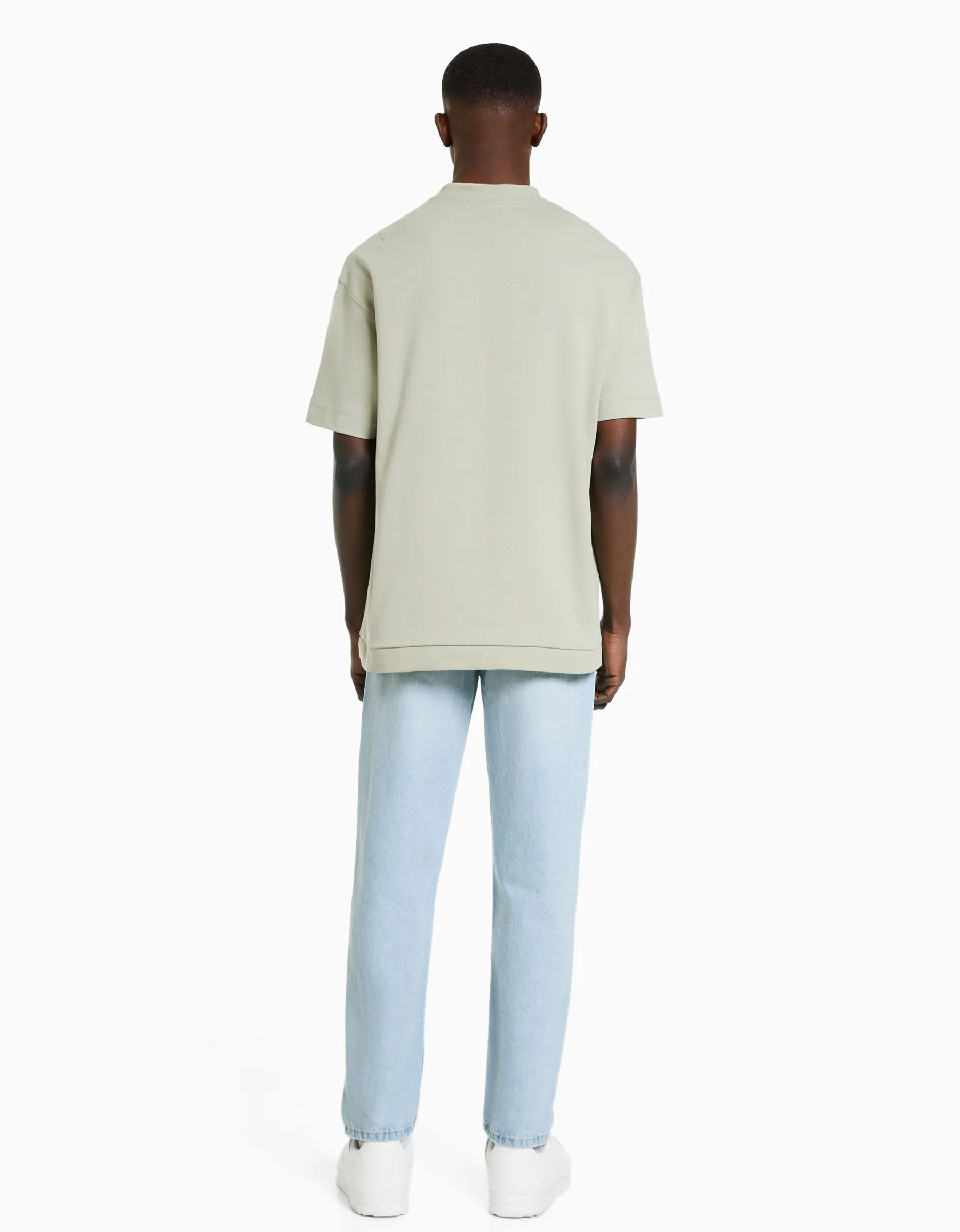 BERSHKA Jean straight style vintage Bleu clair Best Sale