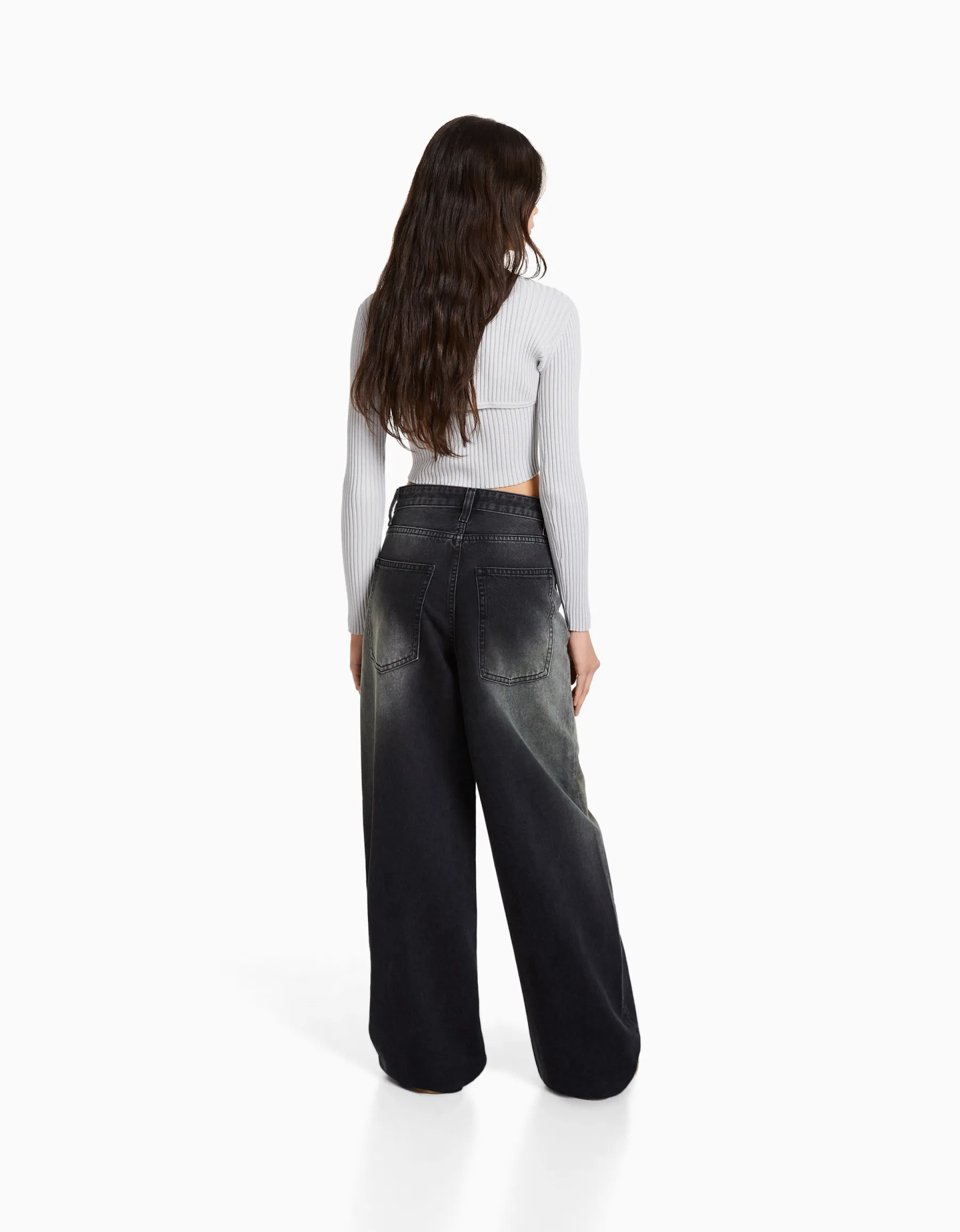 BERSHKA Jean super baggy effet usé Noir Flash Sale