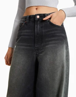 BERSHKA Jean super baggy effet usé Noir Flash Sale