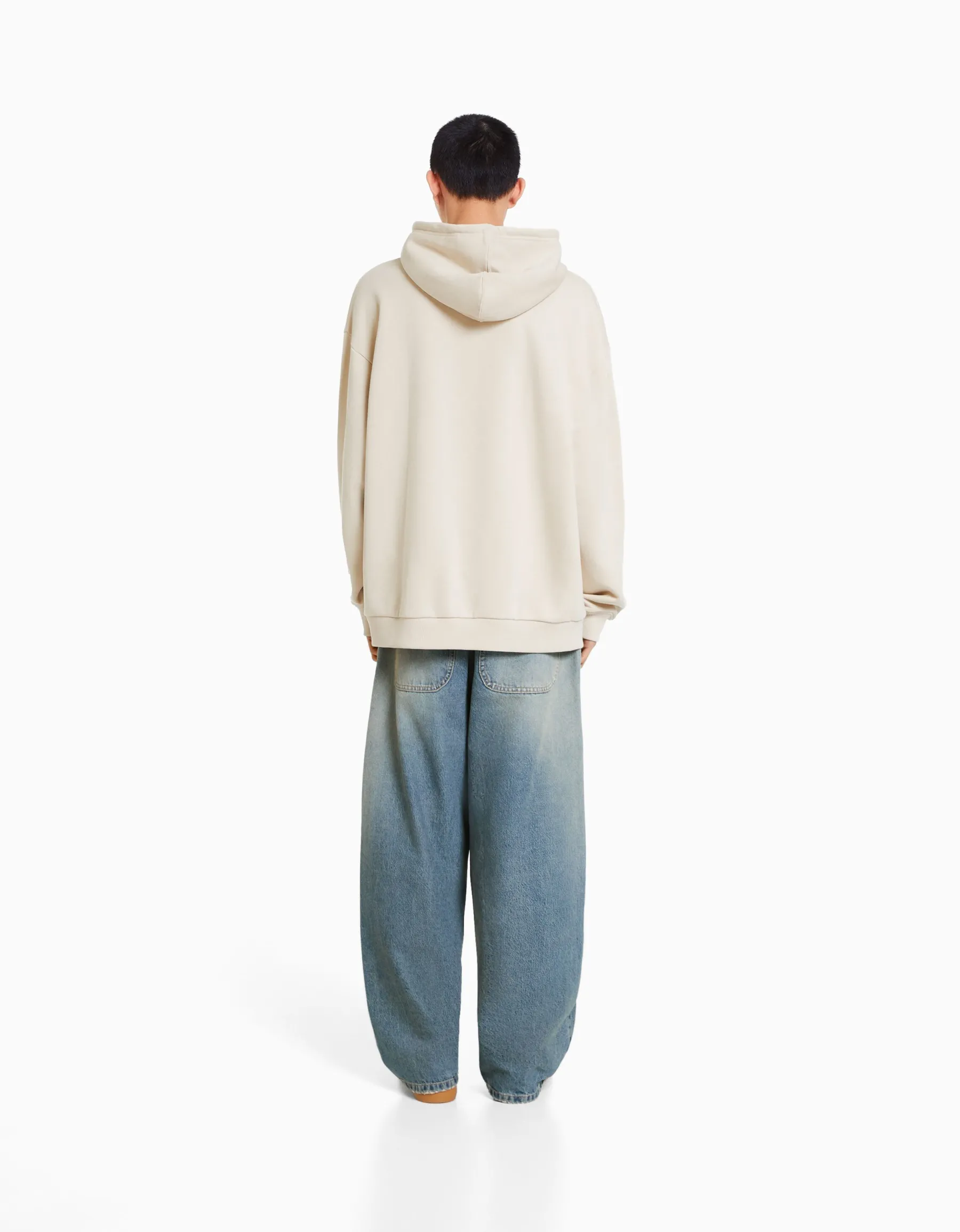 BERSHKA Jean wide skate Bleu lavé Outlet
