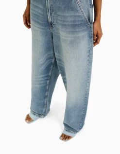 BERSHKA Jean wide skate Bleu lavé Store