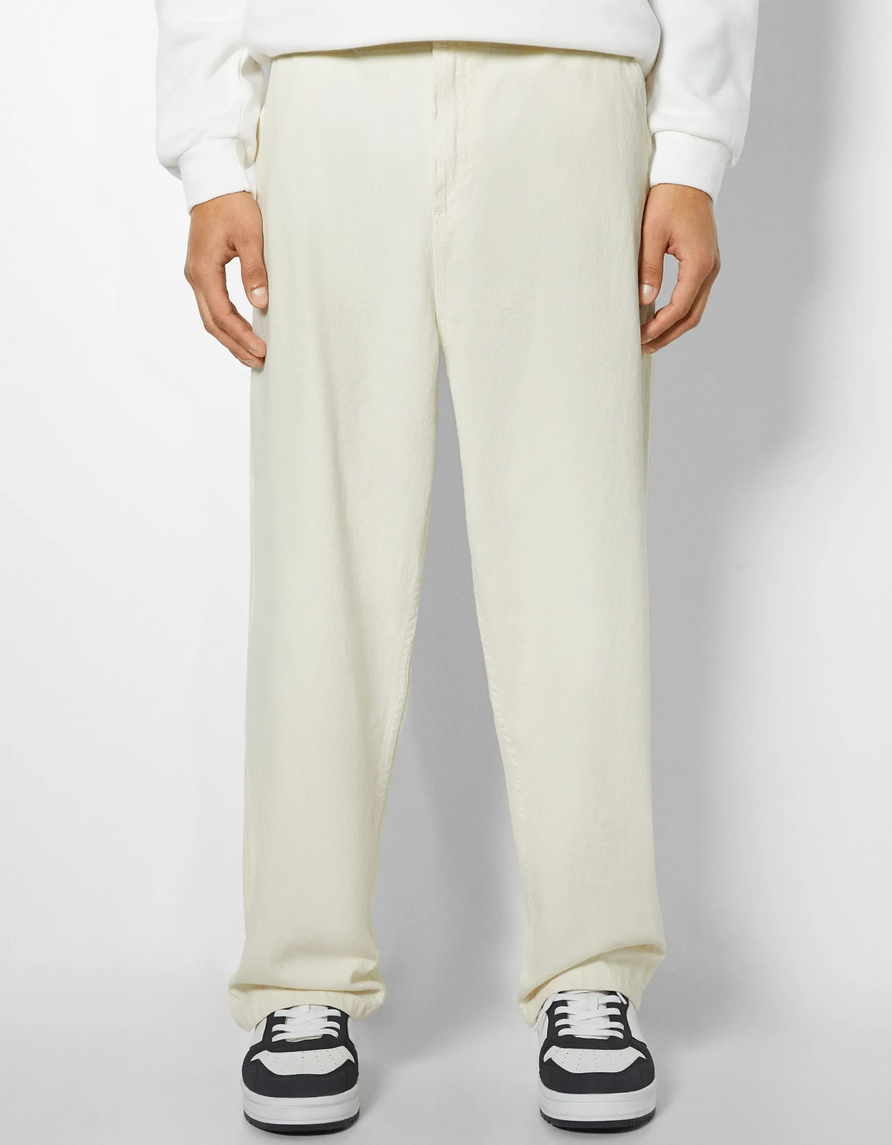 BERSHKA Jeans straight vintage Écru Cheap