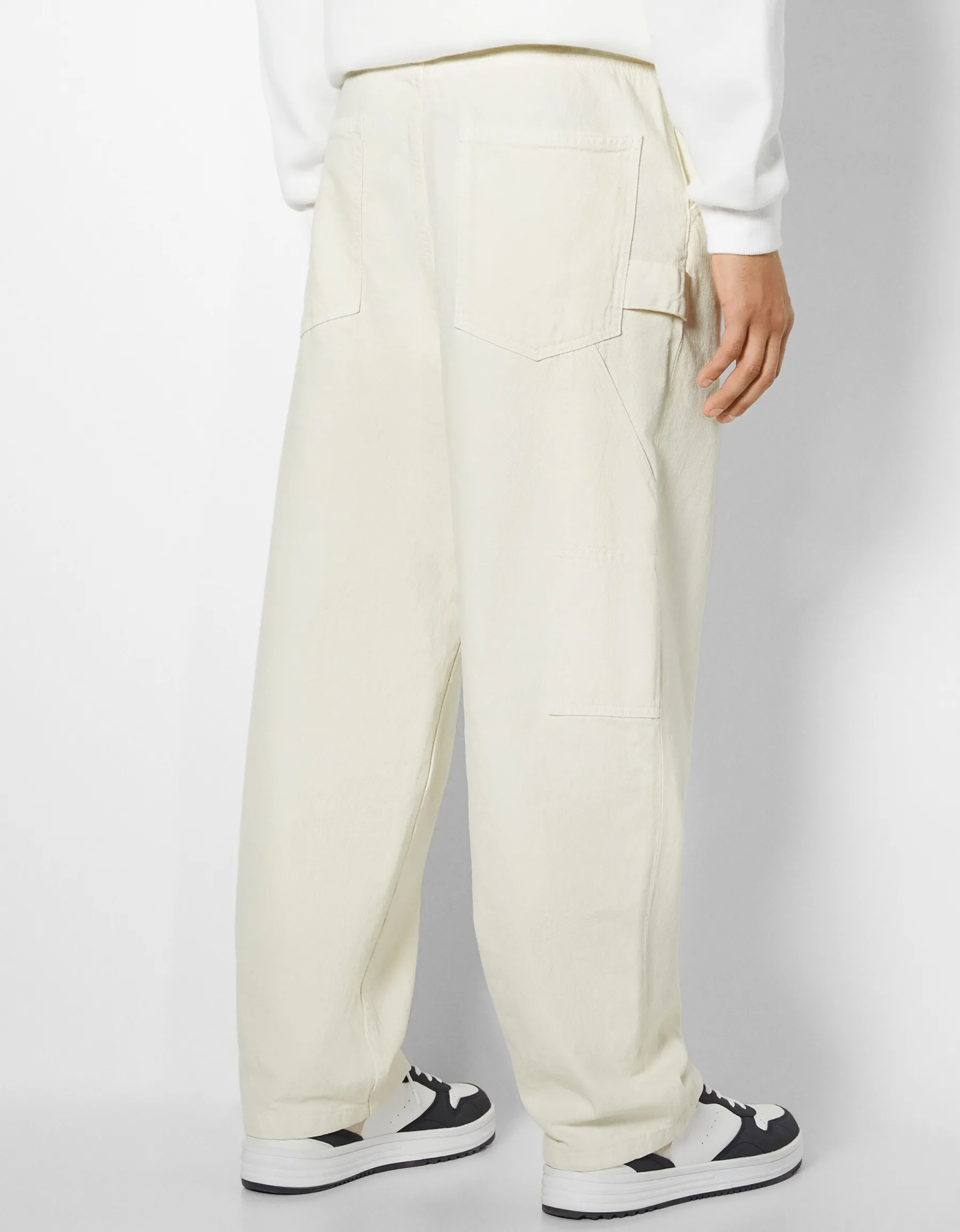 BERSHKA Jeans straight vintage Écru Cheap