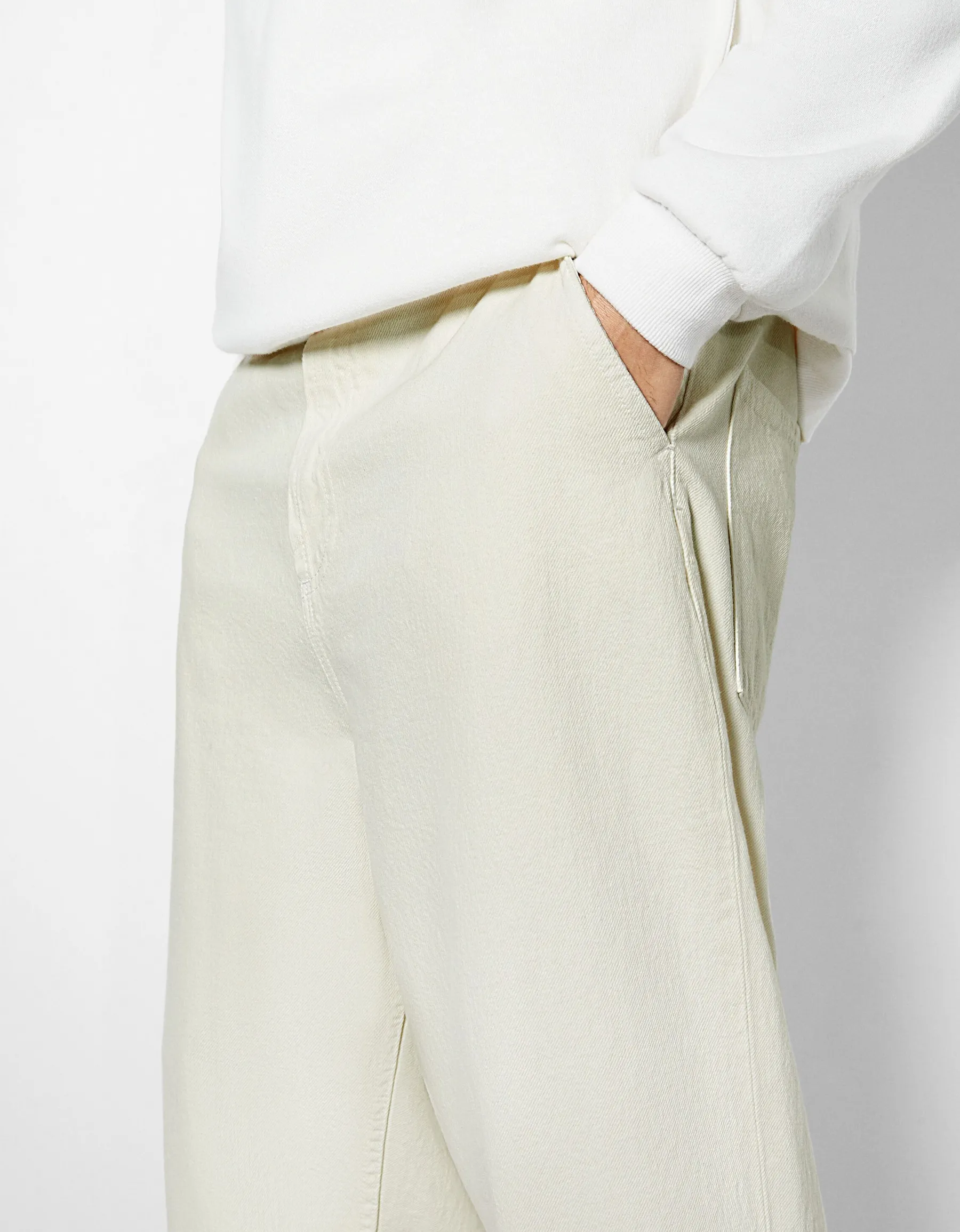 BERSHKA Jeans straight vintage Écru Cheap