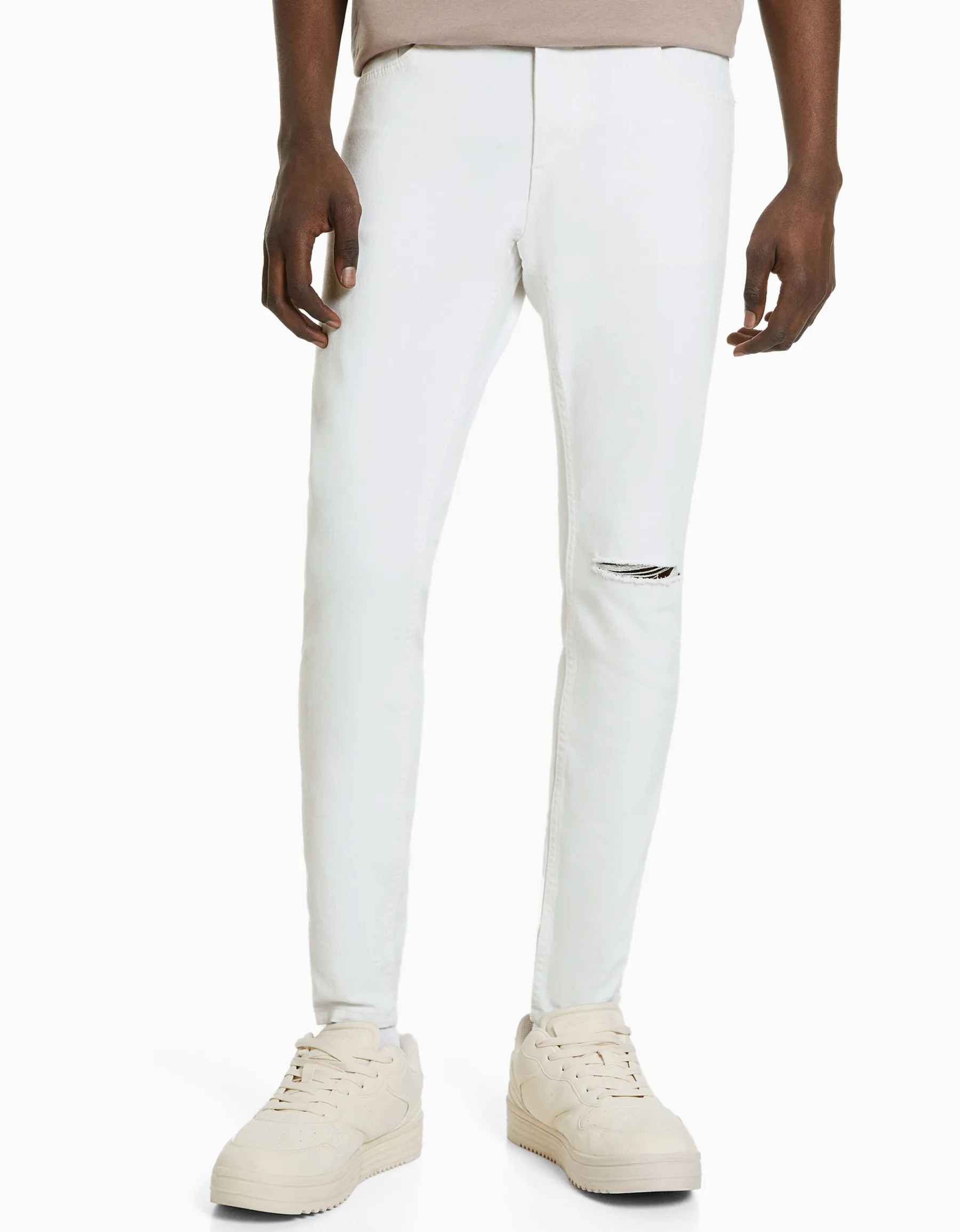 BERSHKA Jeans super skinny Blanc Best