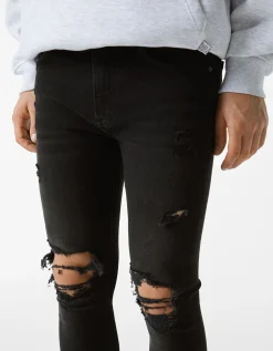 BERSHKA Jeans super skinny déchirés Bleu lavé New