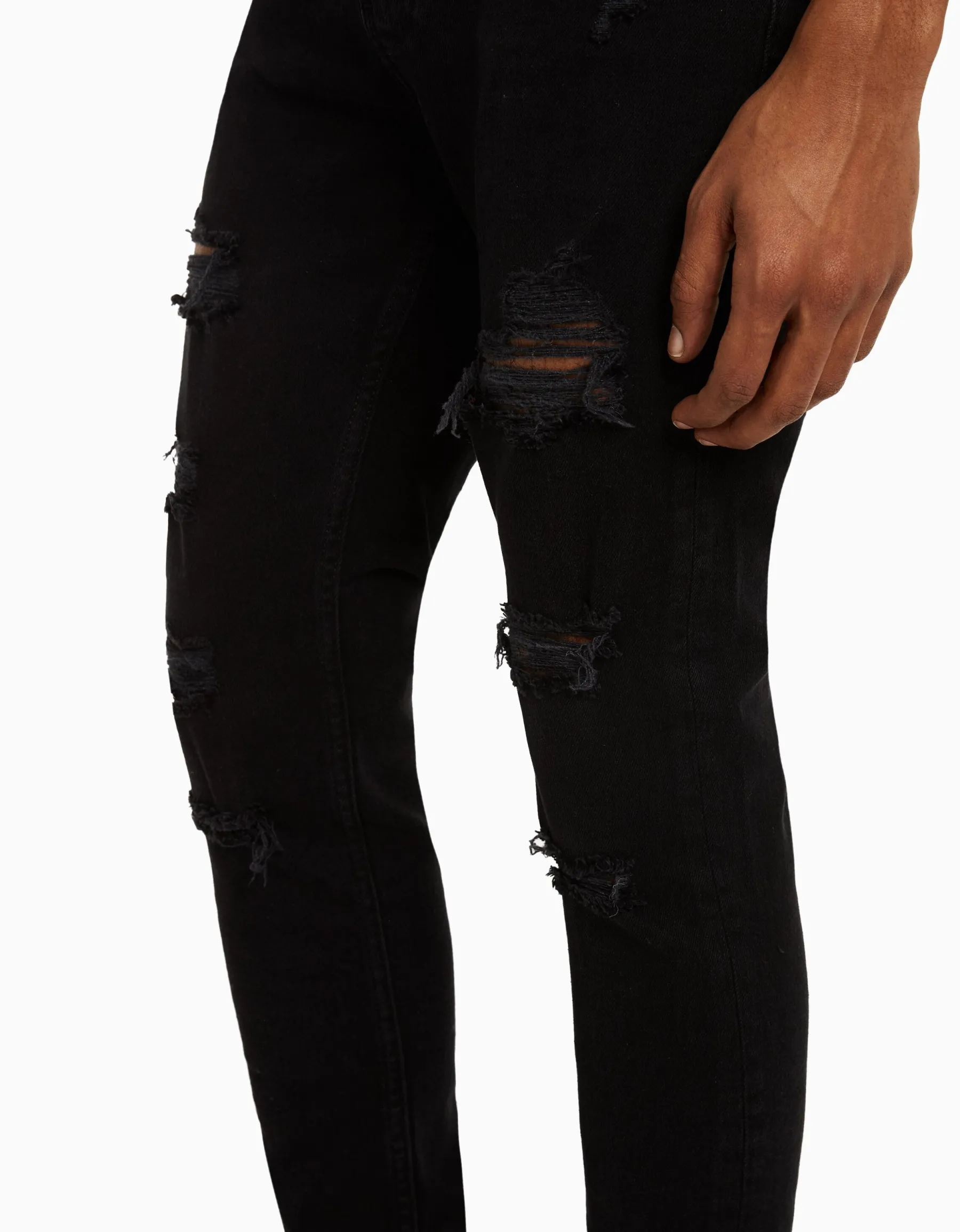 BERSHKA Jeans super skinny déchirés Bleu Best Sale