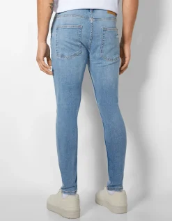 BERSHKA Jeans super skinny déchirés Bleu Flash Sale