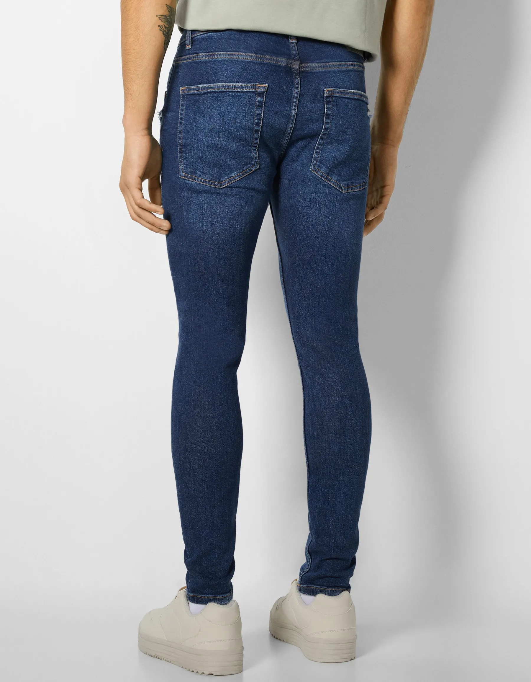 BERSHKA Jeans super skinny déchirés Bleu Store