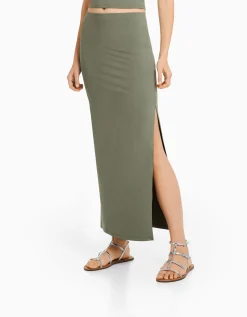 BERSHKA Jupe midi Noir Fashion