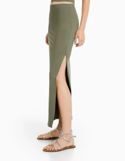 BERSHKA Jupe midi Noir Fashion