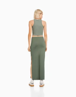 BERSHKA Jupe midi Noir Shop