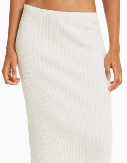 BERSHKA Jupe midi maille rustique Écru Clearance