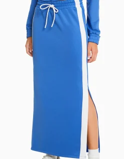 BERSHKA Jupe midi rétro bandes Bleu Hot