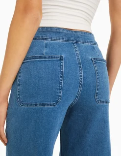 BERSHKA Jupe-culotte jean Bleu Sale