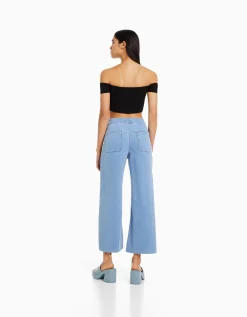 BERSHKA Jupe-culotte jean Bleu Flash Sale