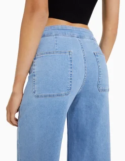 BERSHKA Jupe-culotte jean Bleu Flash Sale