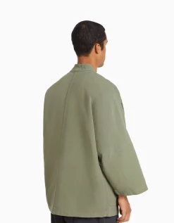 BERSHKA Kimono manches longues poches Kaki Cheap
