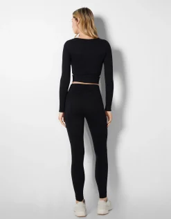 BERSHKA Leggings sans coutures Noir Store