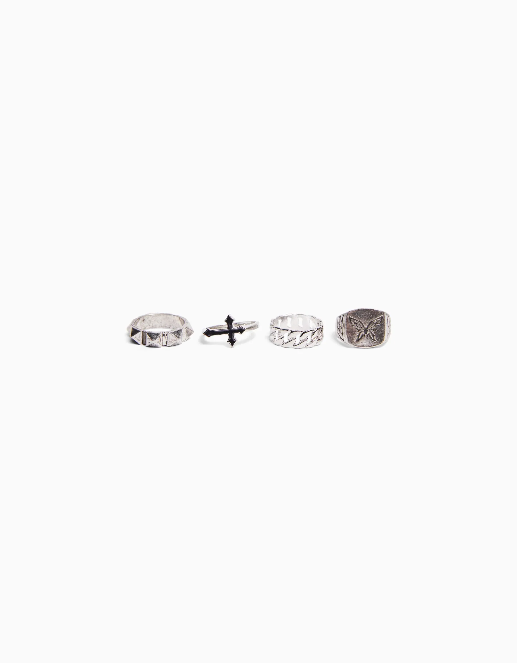 BERSHKA Lot 4 bagues Argent Clearance