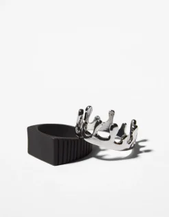 BERSHKA Lot 3 bagues Argent New