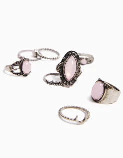 BERSHKA Lot 8 bagues boho Argent Sale