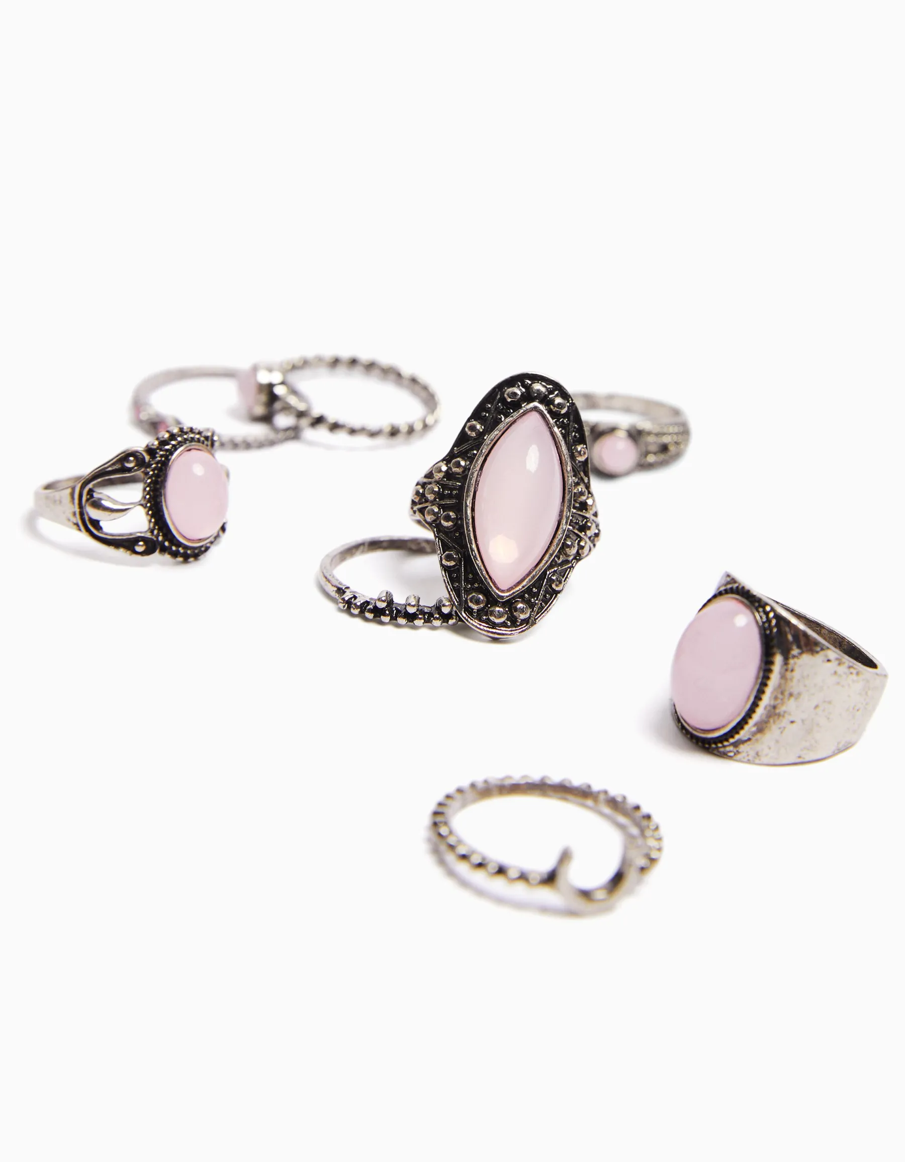 BERSHKA Lot 8 bagues boho Argent Sale