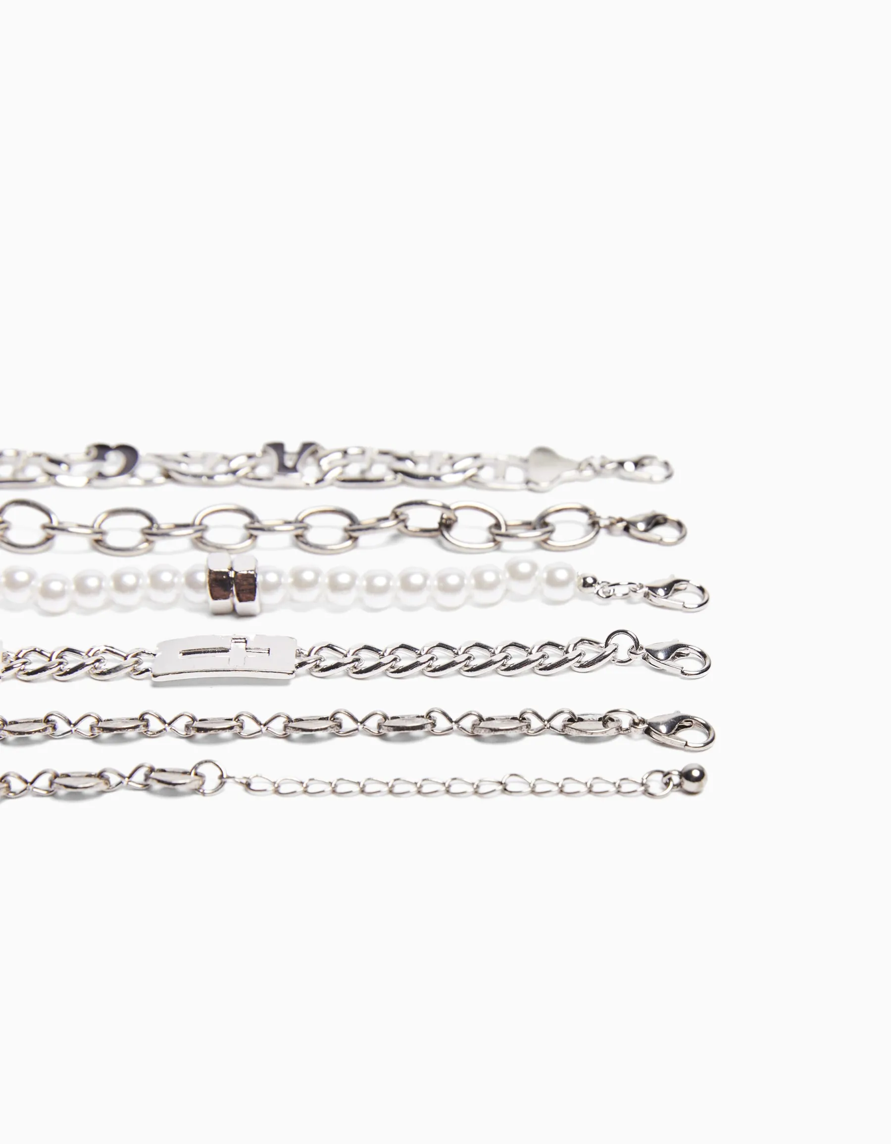 BERSHKA Lot 5 bracelets perles Blanc Best Sale