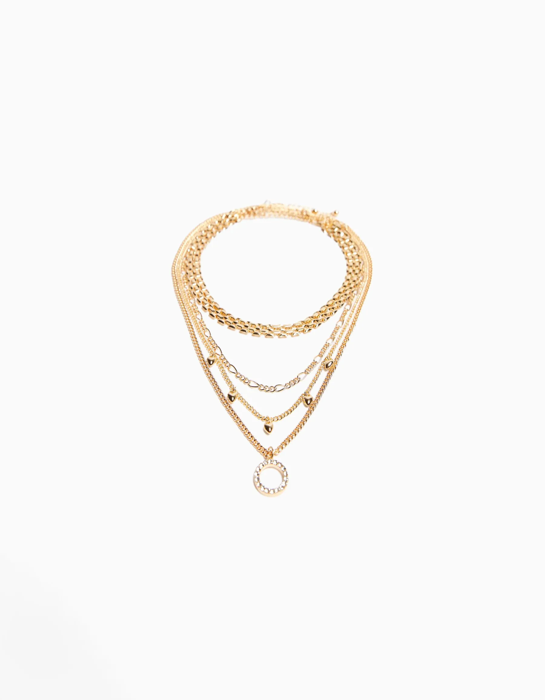 BERSHKA Lot 4 chaînes collier ras du cou Or Store
