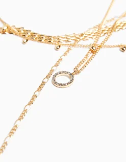 BERSHKA Lot 4 chaînes collier ras du cou Or Store