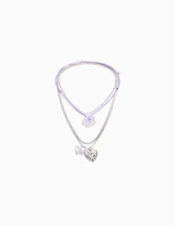 BERSHKA Lot 4 colliers cordon fleur charm papillon Argent Hot