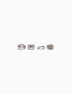 BERSHKA Lot 4 bagues cadenas chaîne Argent Fashion