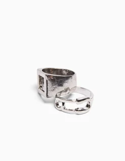 BERSHKA Lot 4 bagues cadenas chaîne Argent Fashion