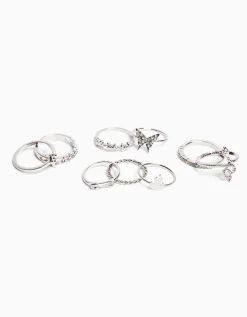 BERSHKA Lot 9 bagues edgy Argent Sale