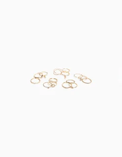 BERSHKA Lot 15 bagues minimalistes Or Clearance
