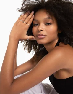 BERSHKA Lot 9 bagues pierres fantaisie Argent Outlet