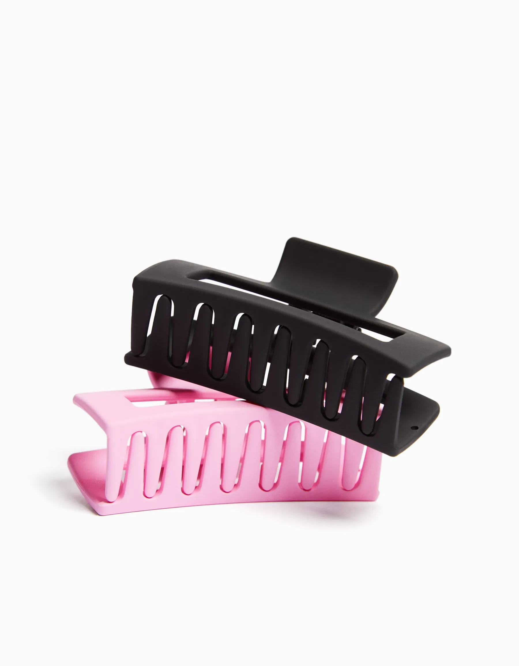 BERSHKA Lot 2 barrettes basiques Rose Discount