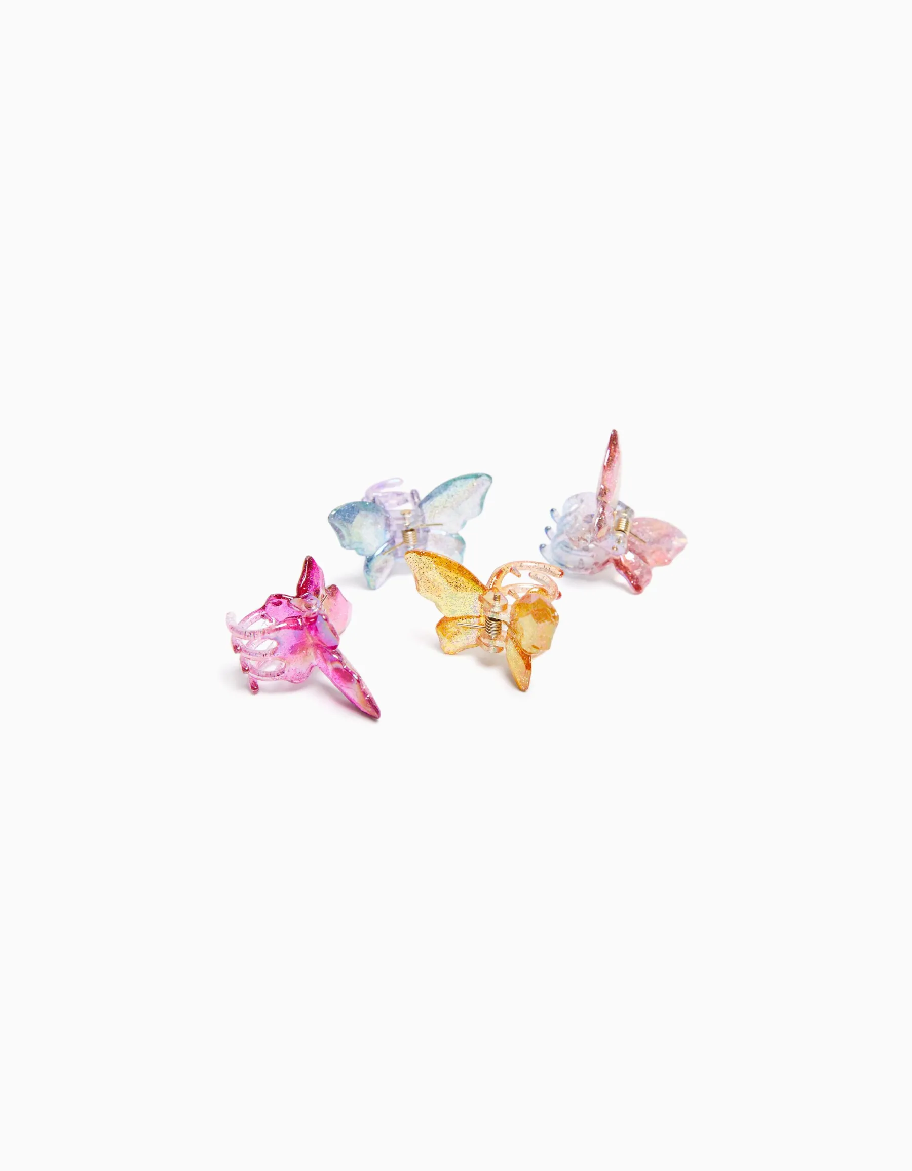 BERSHKA Lot 4 barrettes cheveux papillons colorées Violet New