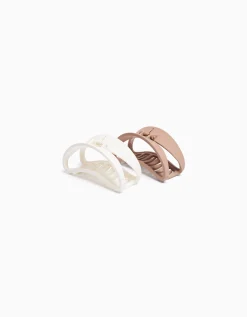BERSHKA Lot 2 barrettes ovales mates Blanc Cheap