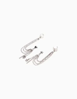 BERSHKA Lot 2 bijoux d’oreilles Argent Discount