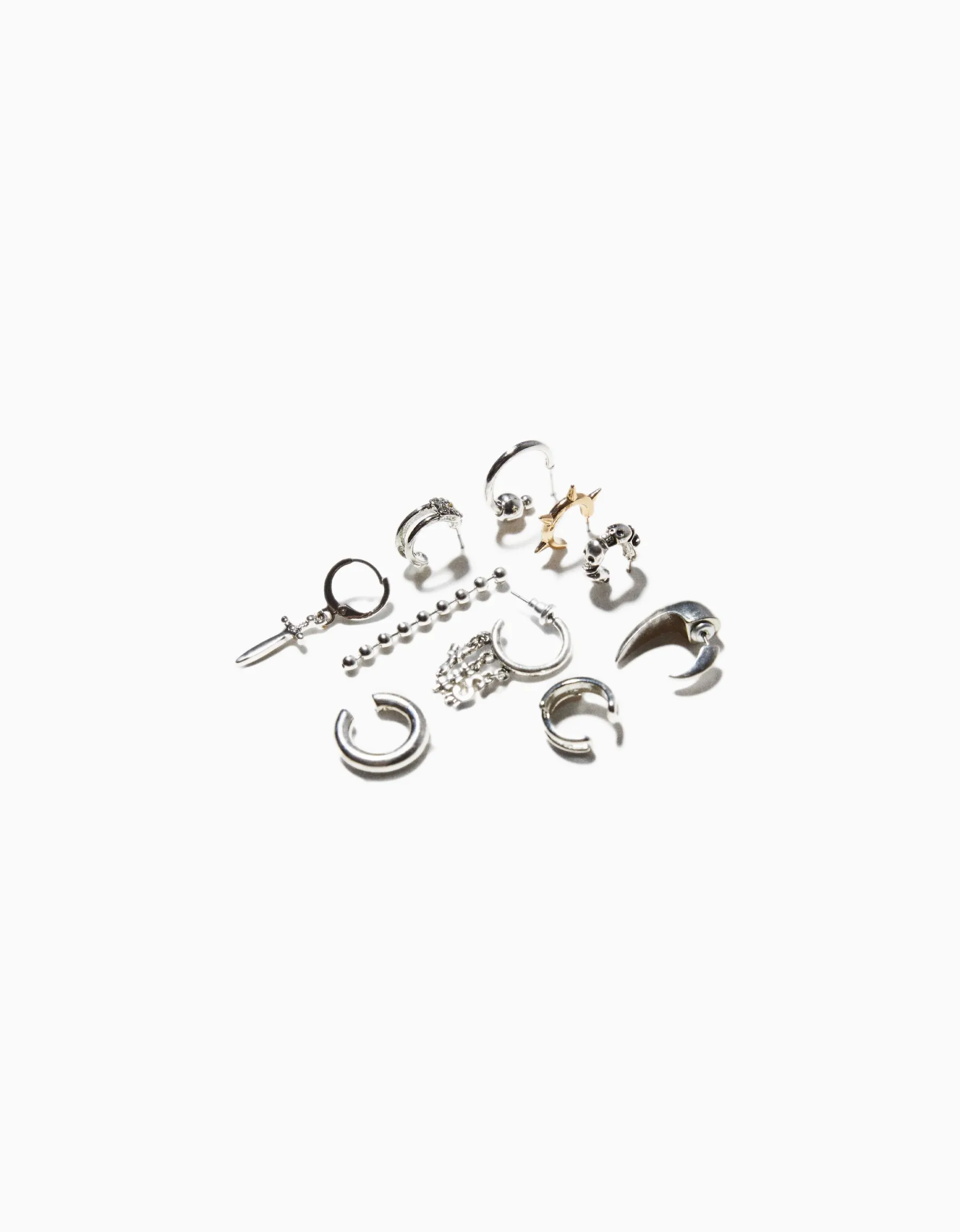 BERSHKA Lot 10 boucles d’oreilles Argent Best