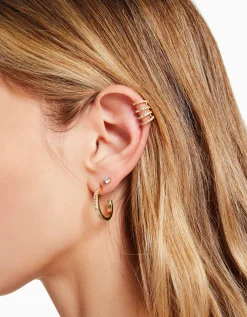 BERSHKA Lot 8 boucles d’eilles anneaux ear cuff pierres fantaisie croix Or Shop